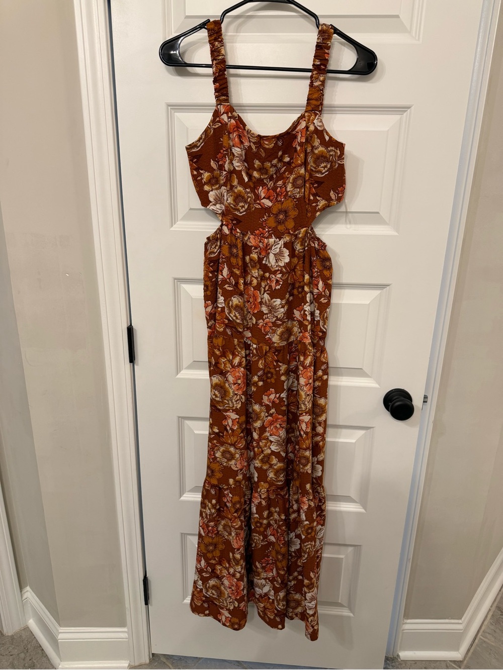 Floral Rust Brown Sleeveless dress